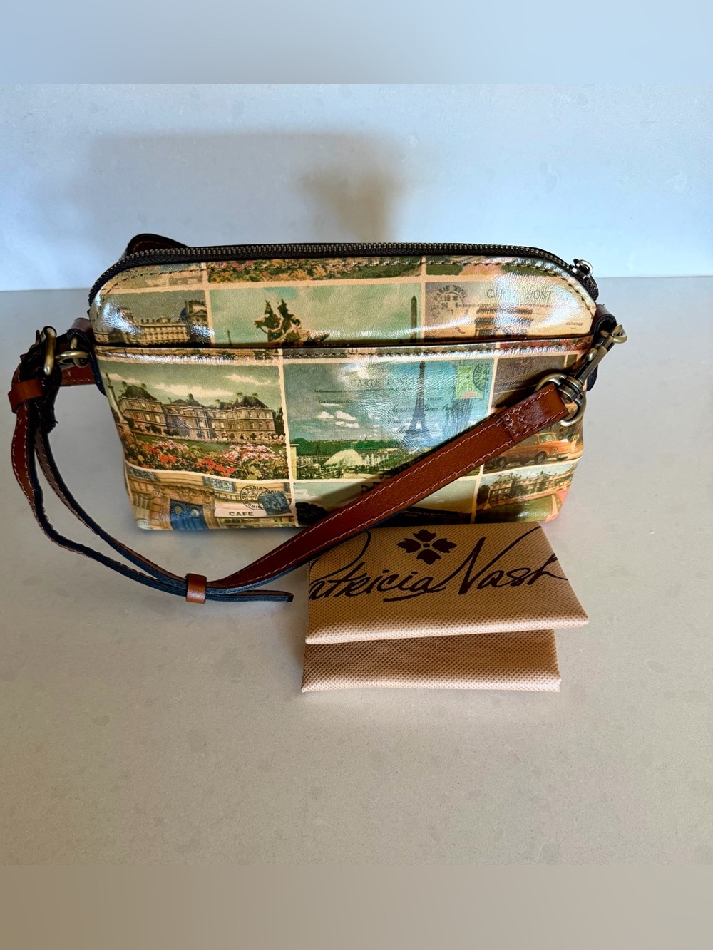 New Patricia Nash leather Paris Postcards crossbody